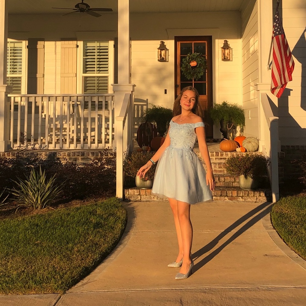 Off-Shoulder Homecoming/Prom Dress light blue